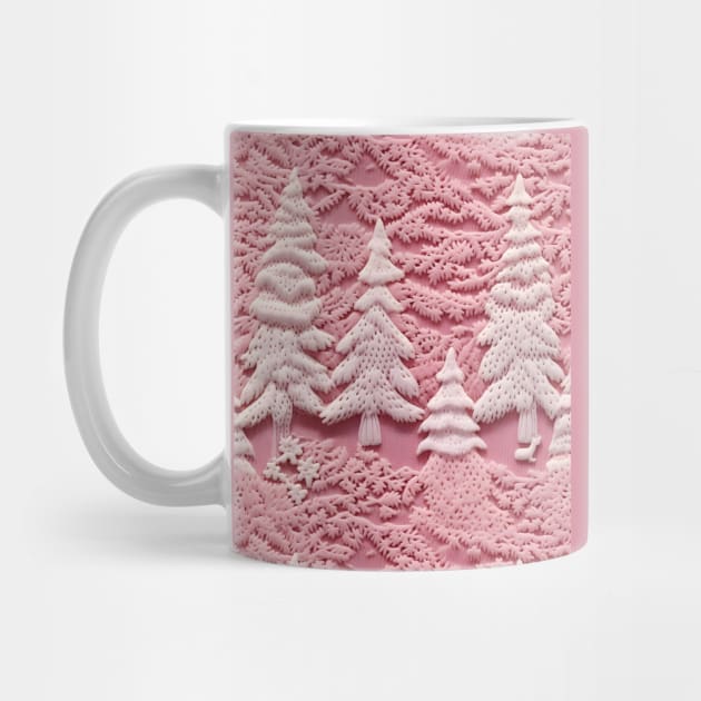 Funny Pink Chrismas Trees Knitted Pattern by Ai Wanderer